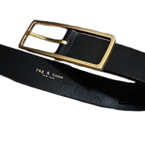 Rag & Bone New York Rebound Black Leather Belt - Picture 1 of 12